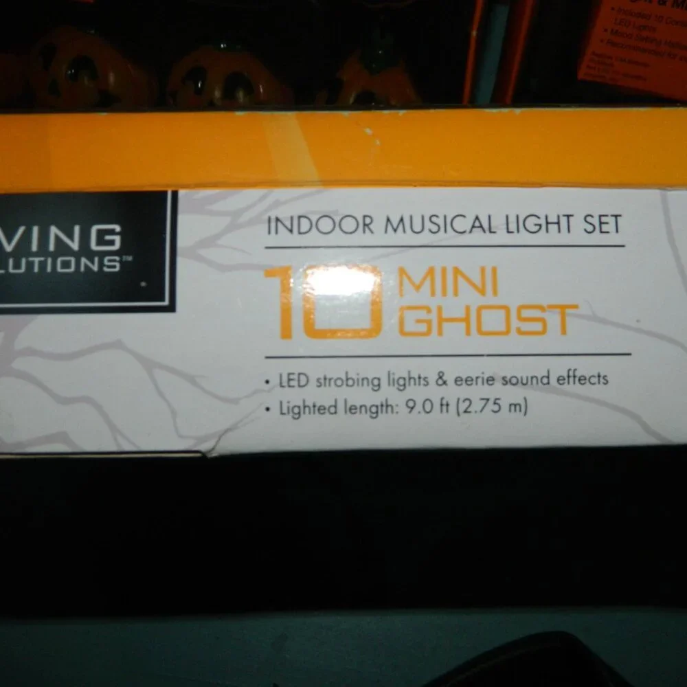 Halloween Blow Mold Pumpkins and Ghost Strobing Lights & Music Show String Light